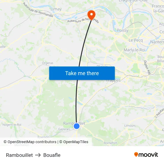 Rambouillet to Bouafle map