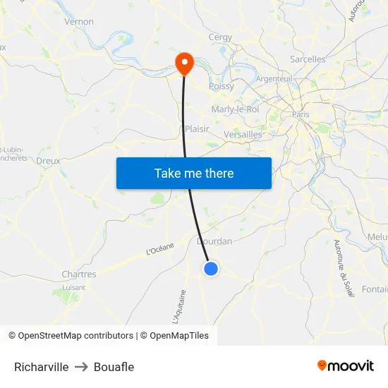Richarville to Bouafle map