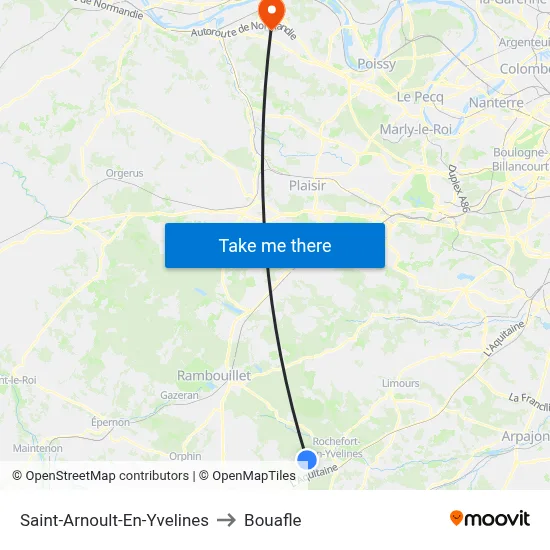 Saint-Arnoult-En-Yvelines to Bouafle map