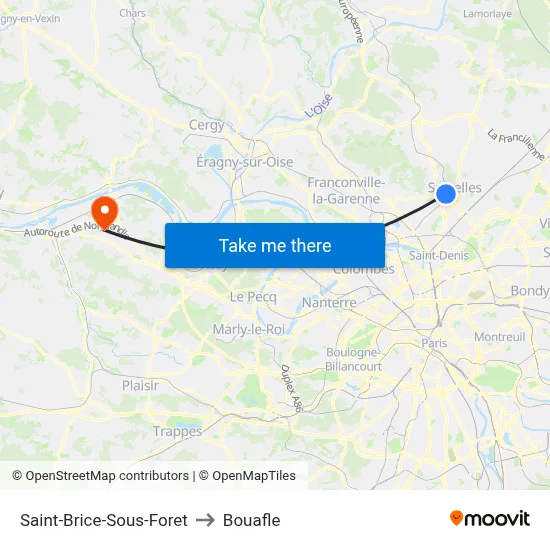 Saint-Brice-Sous-Foret to Bouafle map