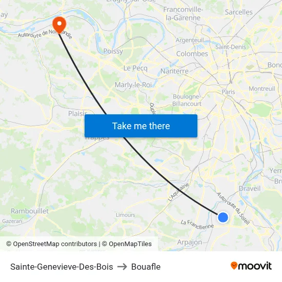 Sainte-Genevieve-Des-Bois to Bouafle map
