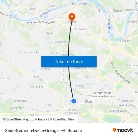 Saint-Germain-De-La-Grange to Bouafle map