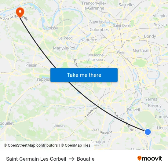 Saint-Germain-Les-Corbeil to Bouafle map