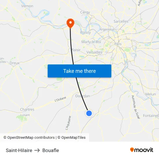 Saint-Hilaire to Bouafle map
