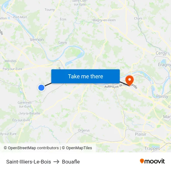 Saint-Illiers-Le-Bois to Bouafle map