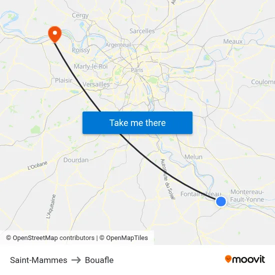 Saint-Mammes to Bouafle map