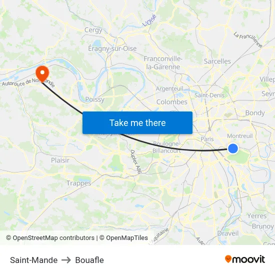 Saint-Mande to Bouafle map
