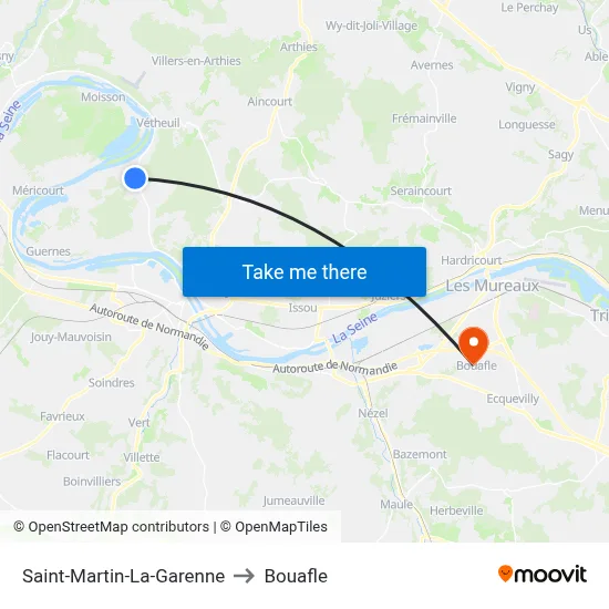 Saint-Martin-La-Garenne to Bouafle map