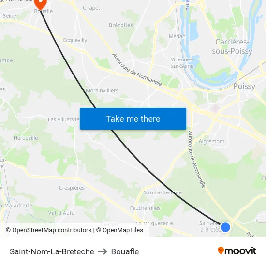 Saint-Nom-La-Breteche to Bouafle map