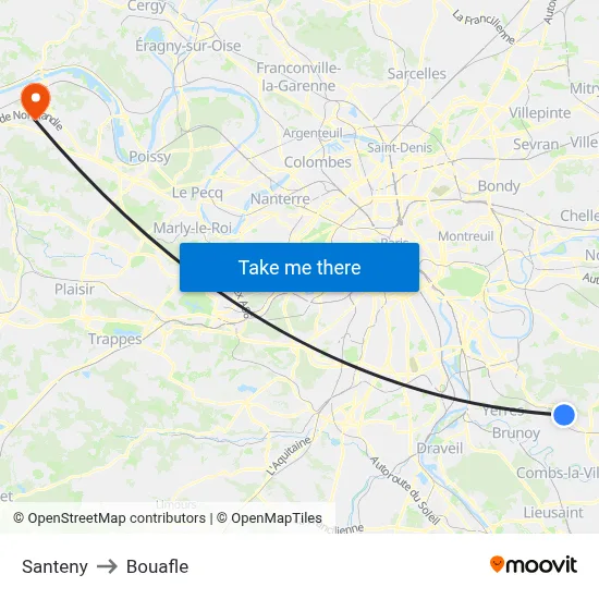 Santeny to Bouafle map