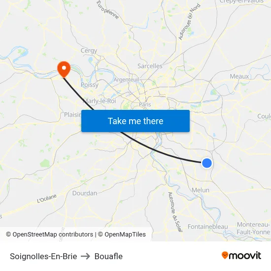 Soignolles-En-Brie to Bouafle map