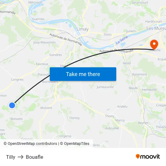 Tilly to Bouafle map