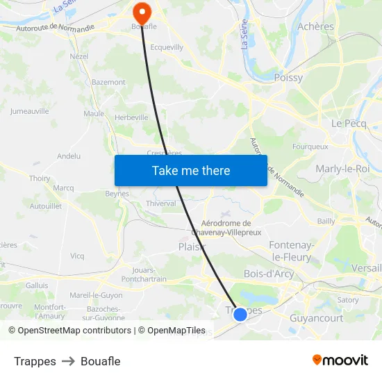 Trappes to Bouafle map