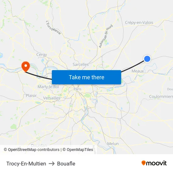 Trocy-En-Multien to Bouafle map