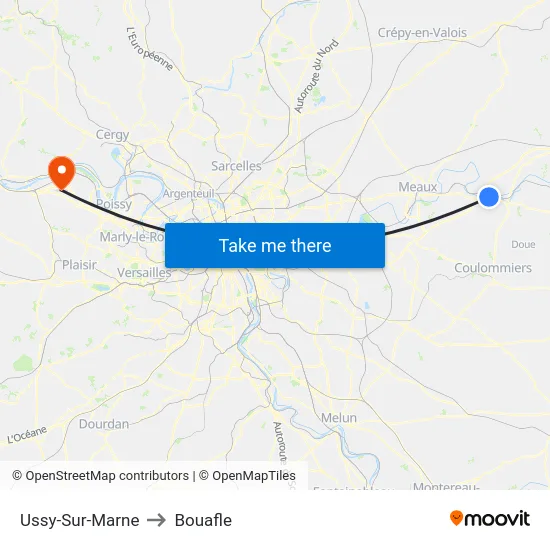 Ussy-Sur-Marne to Bouafle map