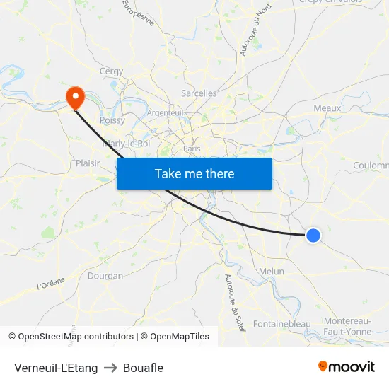 Verneuil-L'Etang to Bouafle map