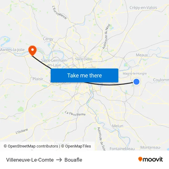 Villeneuve-Le-Comte to Bouafle map