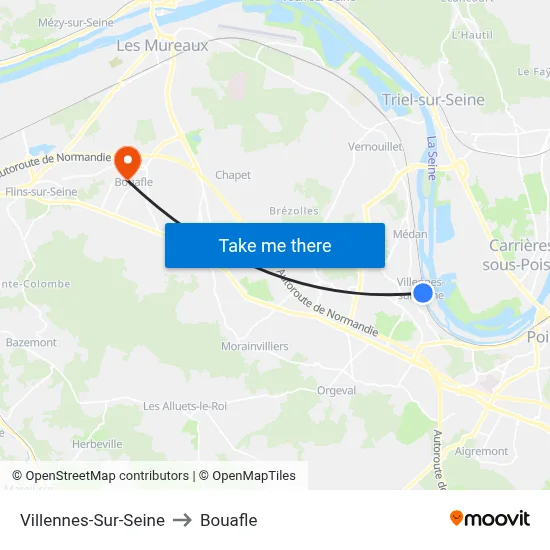 Villennes-Sur-Seine to Bouafle map