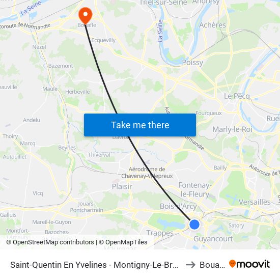 Saint-Quentin En Yvelines - Montigny-Le-Bretonneux to Bouafle map
