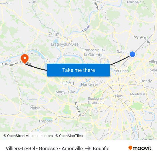 Villiers-Le-Bel - Gonesse - Arnouville to Bouafle map