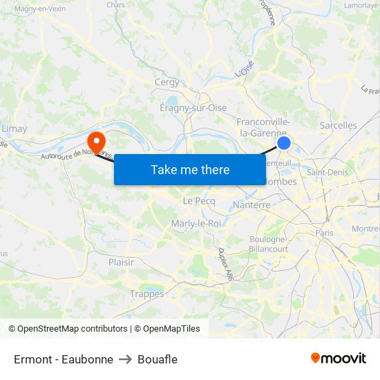 Ermont - Eaubonne to Bouafle map