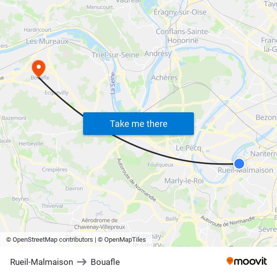 Rueil-Malmaison to Bouafle map