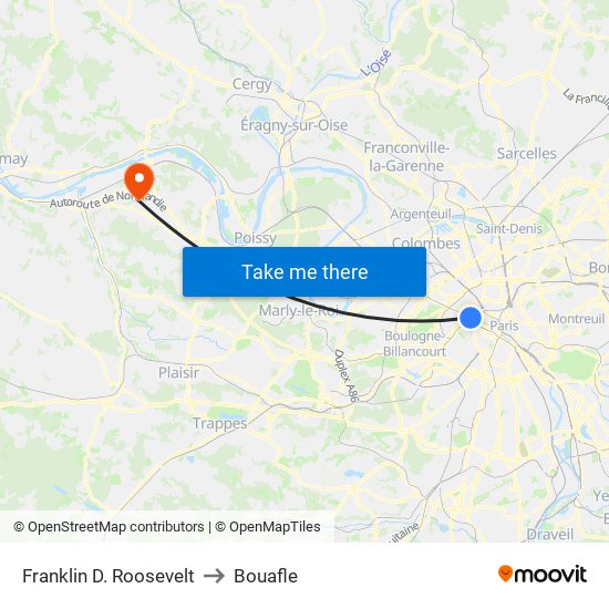 Franklin D. Roosevelt to Bouafle map