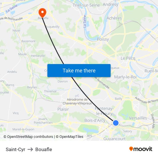 Saint-Cyr to Bouafle map