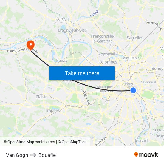 Van Gogh to Bouafle map
