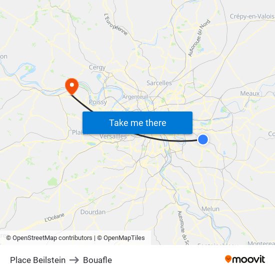 Place Beilstein to Bouafle map
