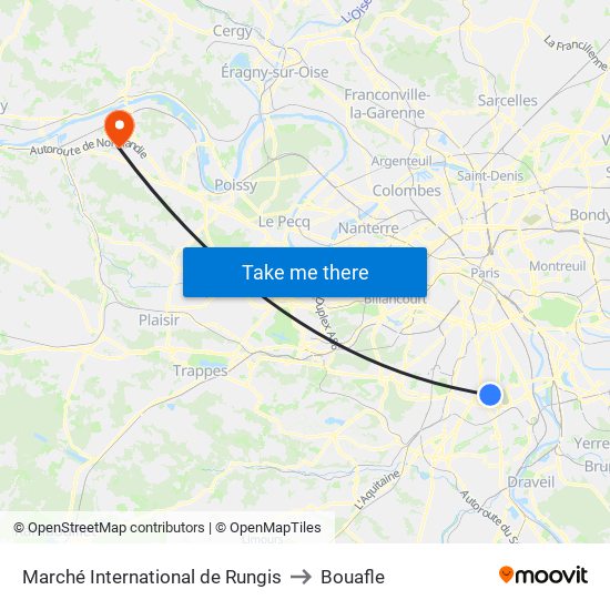 Marché International de Rungis to Bouafle map