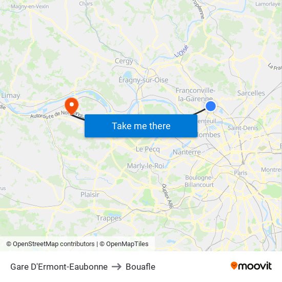 Gare D'Ermont-Eaubonne to Bouafle map