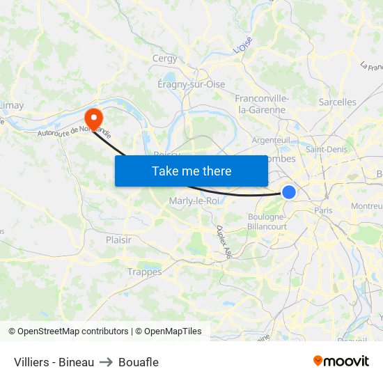 Villiers - Bineau to Bouafle map