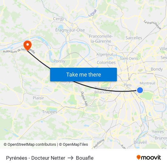 Pyrénées - Docteur Netter to Bouafle map
