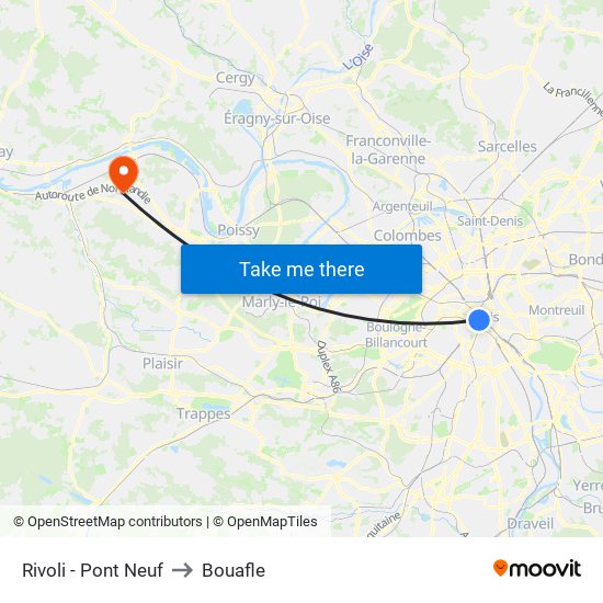 Rivoli - Pont Neuf to Bouafle map