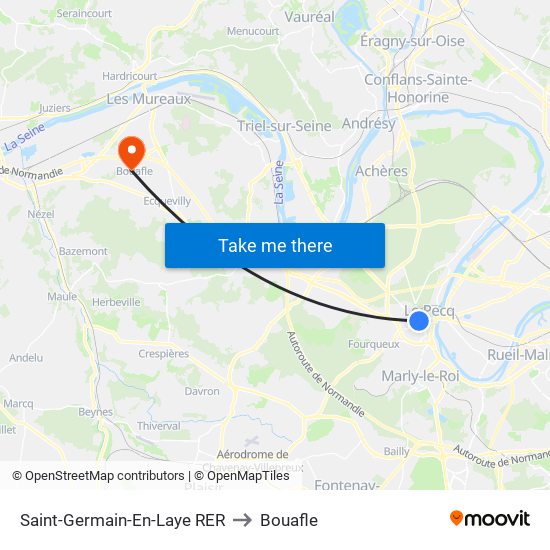 Saint-Germain-En-Laye RER to Bouafle map