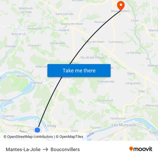 Mantes-La-Jolie to Bouconvillers map