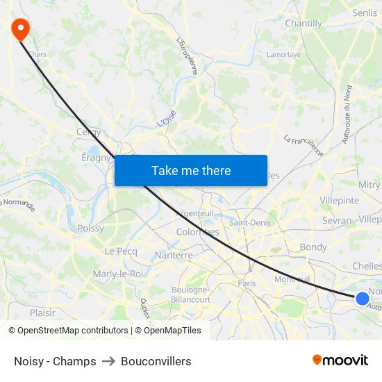 Noisy - Champs to Bouconvillers map