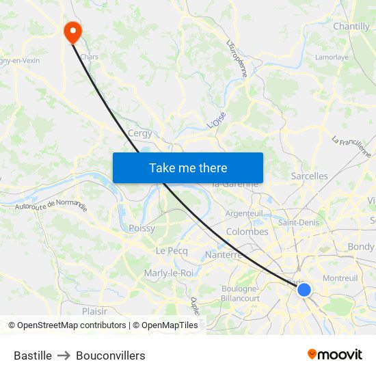 Bastille to Bouconvillers map