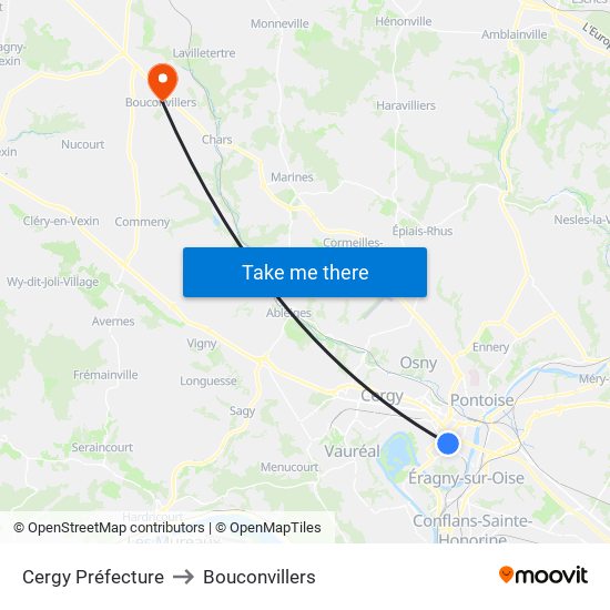 Cergy Préfecture to Bouconvillers map