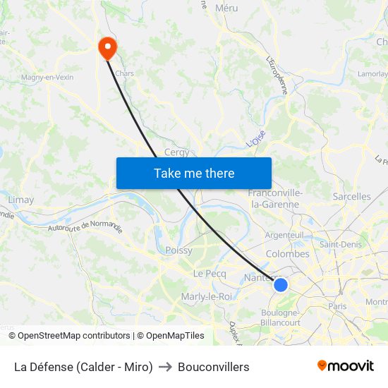 La Défense (Calder - Miro) to Bouconvillers map
