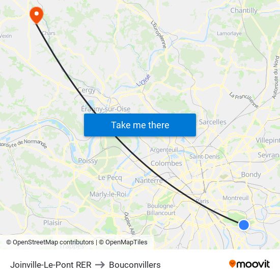 Joinville-Le-Pont RER to Bouconvillers map