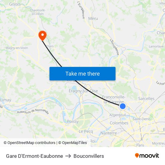 Gare D'Ermont-Eaubonne to Bouconvillers map
