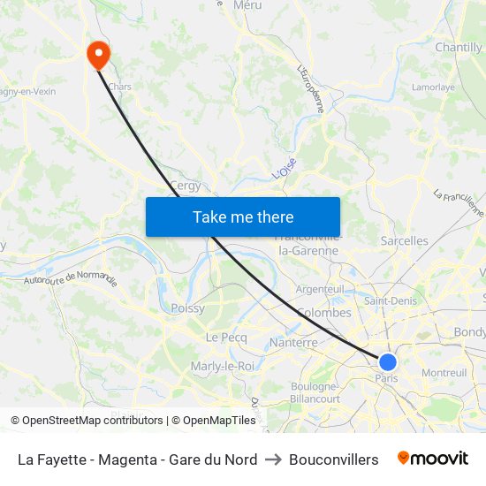 La Fayette - Magenta - Gare du Nord to Bouconvillers map