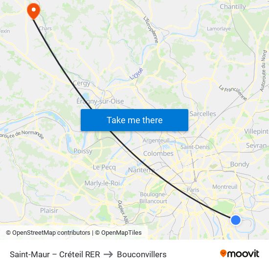 Saint-Maur – Créteil RER to Bouconvillers map