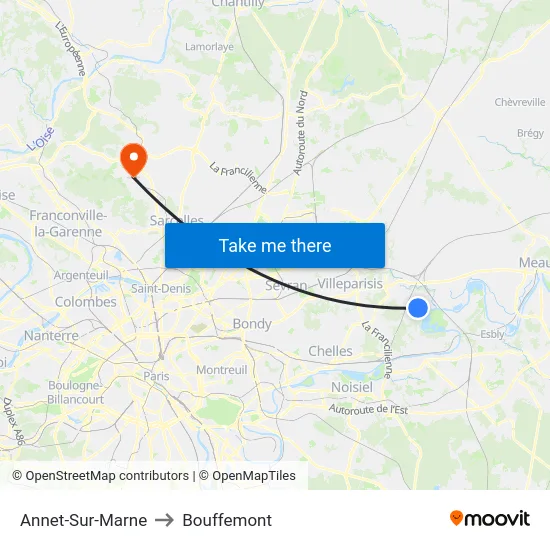 Annet-Sur-Marne to Bouffemont map
