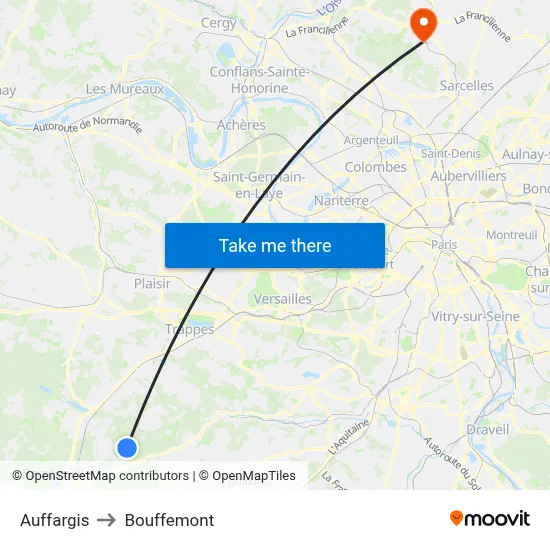 Auffargis to Bouffemont map