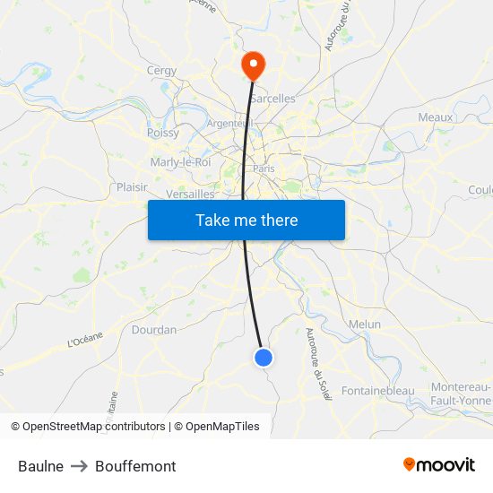 Baulne to Bouffemont map
