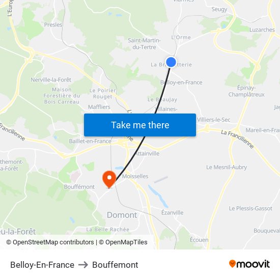 Belloy-En-France to Bouffemont map