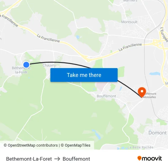 Bethemont-La-Foret to Bouffemont map